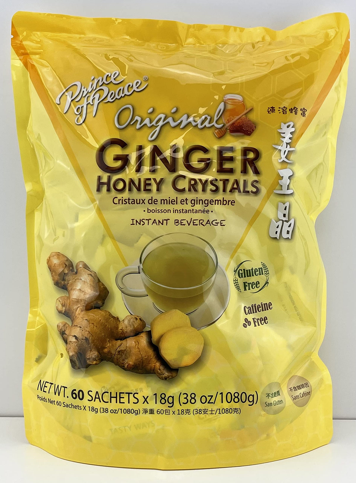 Prince of Peace Instant Ginger Honey Crystals – Family Value Pack, 60 Sachets