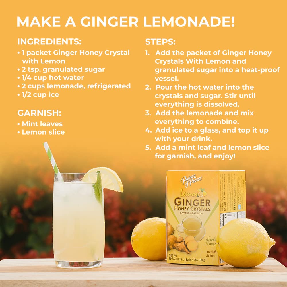 Prince Of Peace Instant Lemon Ginger Honey Crystals — 2 Pack of 30 Sachets