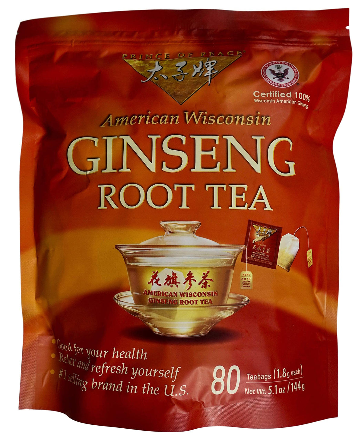 Prince Of Peace 100% Wisconsin Ginseng Tea - 80 Tea Bags