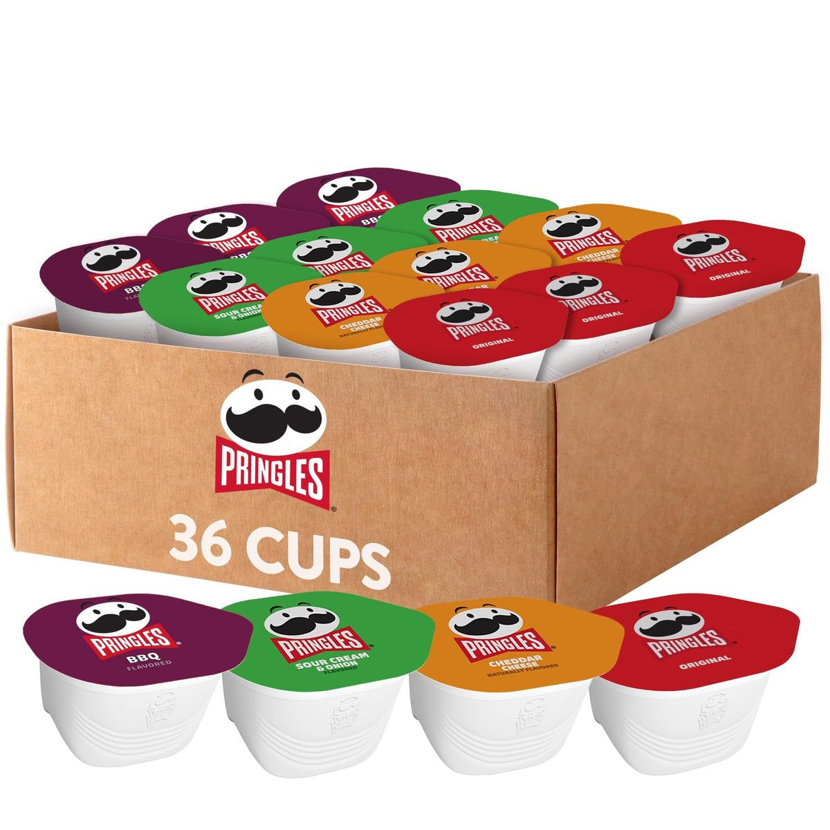 Pringles Snack Stacks Variety Pack – 36 Cups of Original, Sour Cream & Onion, Cheddar Cheese, BBQ