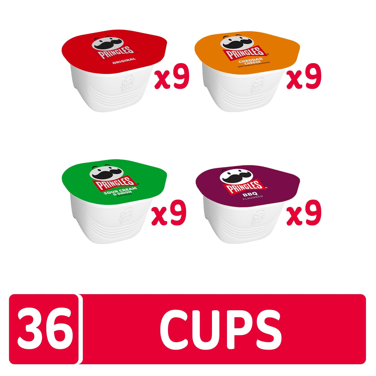 Pringles Snack Stacks Variety Pack – 36 Cups of Original, Sour Cream & Onion, Cheddar Cheese, BBQ