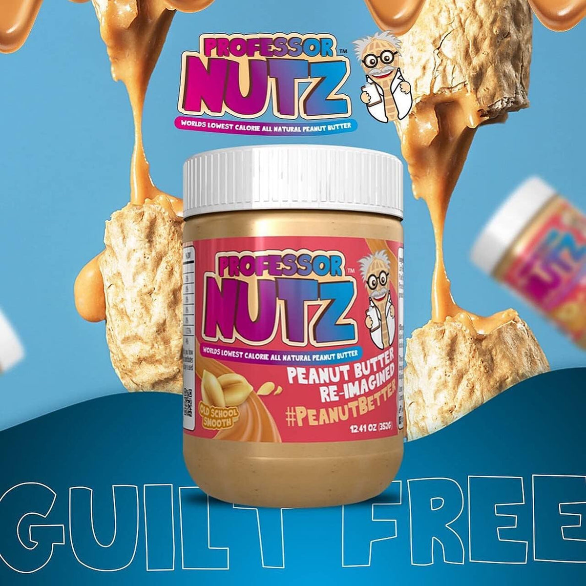 Professor Nutz Organic Peanut Butter – Low-Calorie, Natural Fiber, RealSalt, 12.41 oz Coconut