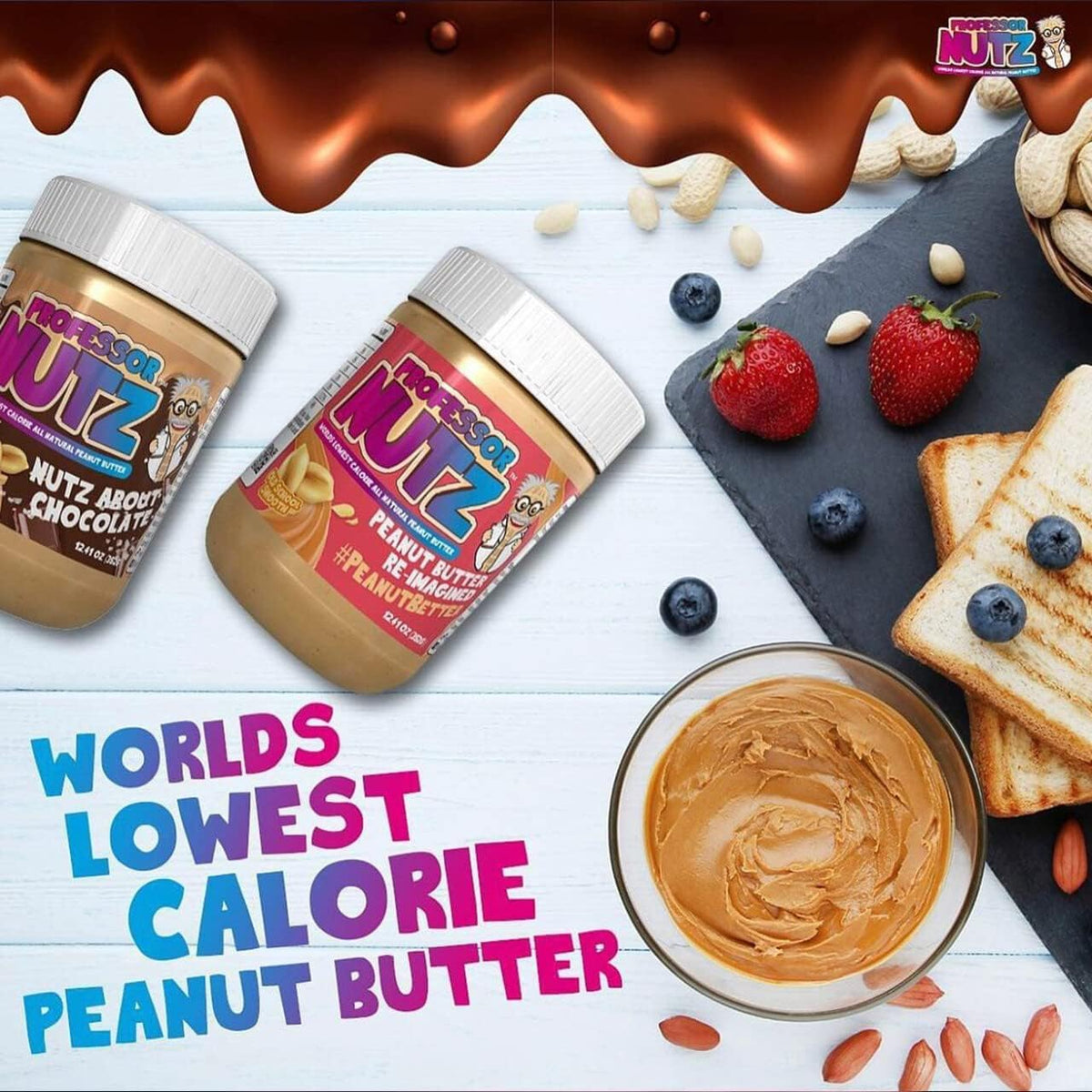 Professor Nutz Organic Peanut Butter – Low-Calorie, Natural Fiber, RealSalt, 12.41 oz Coconut