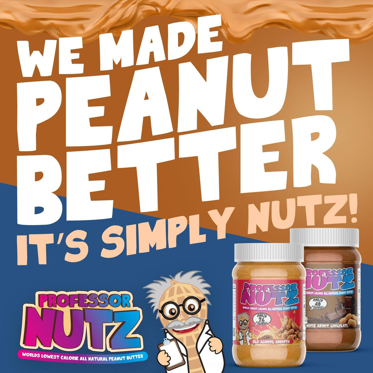 Professor Nutz Organic Peanut Butter – Low-Calorie, Natural Fiber, RealSalt, 12.41 oz Coconut