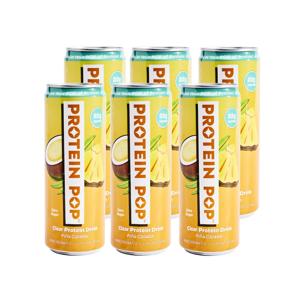 Protein Pop Piña Colada: 22g Clear Whey Protein Isolate, Zero Sugar - 6 Pack