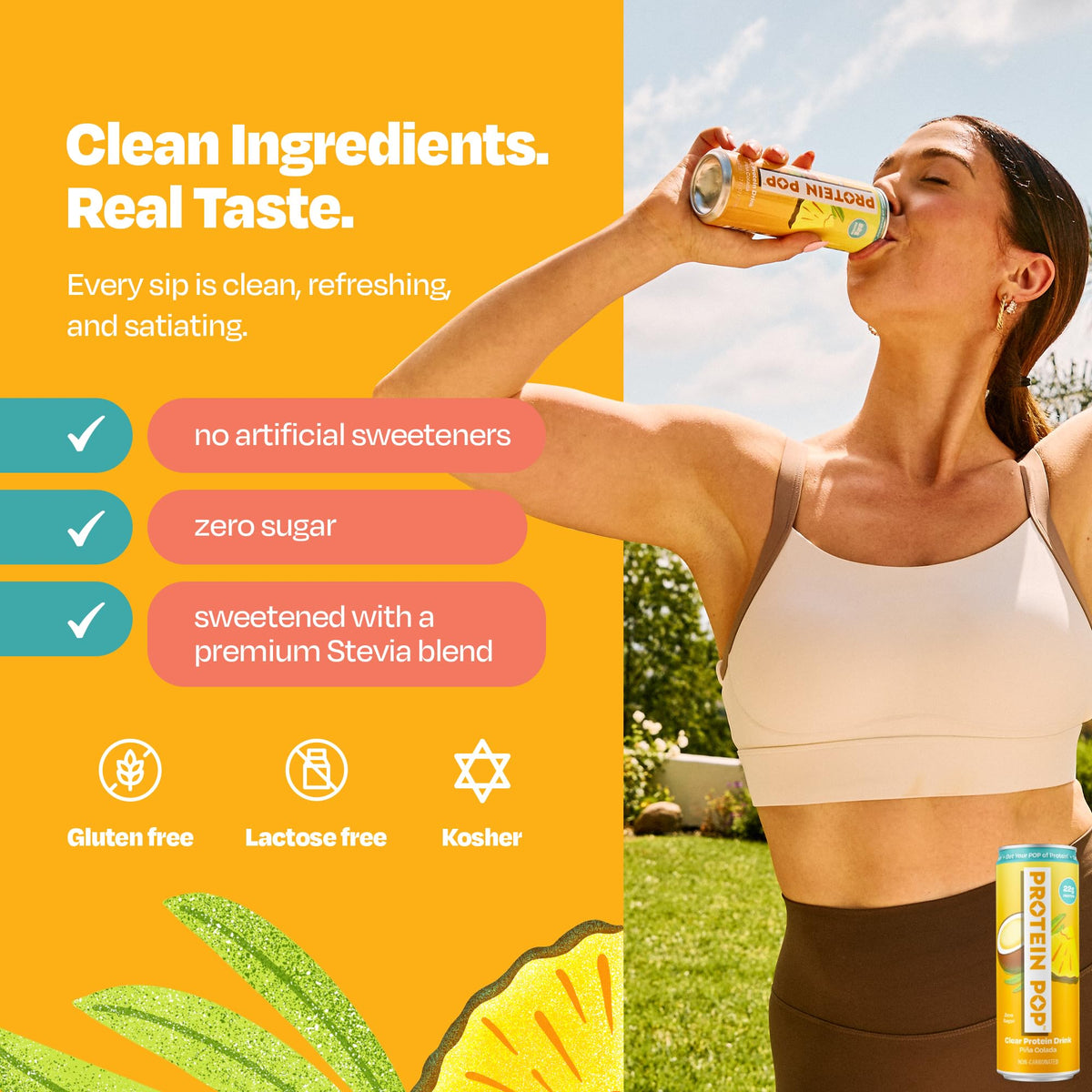 Protein Pop Piña Colada: 22g Clear Whey Protein Isolate, Zero Sugar - 6 Pack