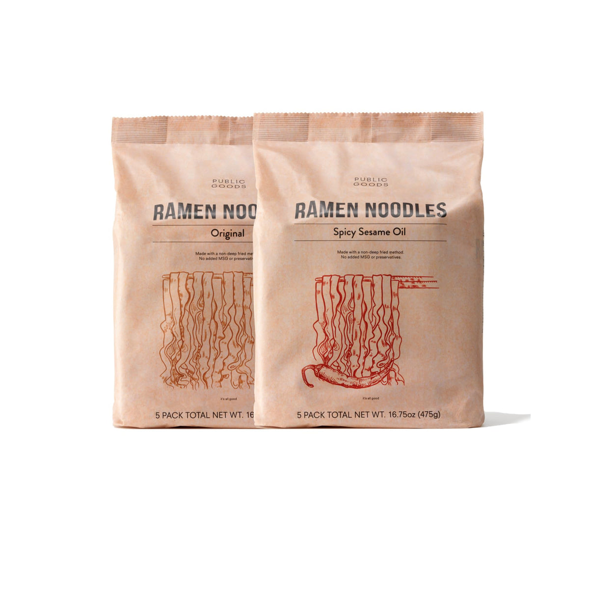 Public Goods Ramen Noodles – Brothless Vegan Instant Ramen (10 Pack)