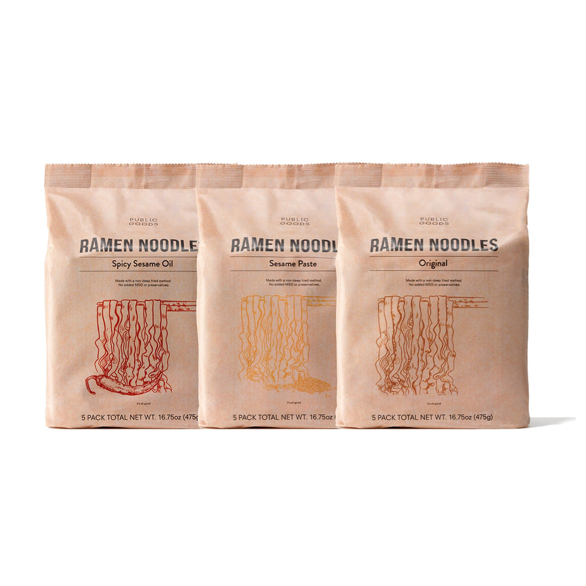 Public Goods Ramen Noodles – Brothless Vegan Instant Ramen (15 Pack) | No MSG, Preservative Free