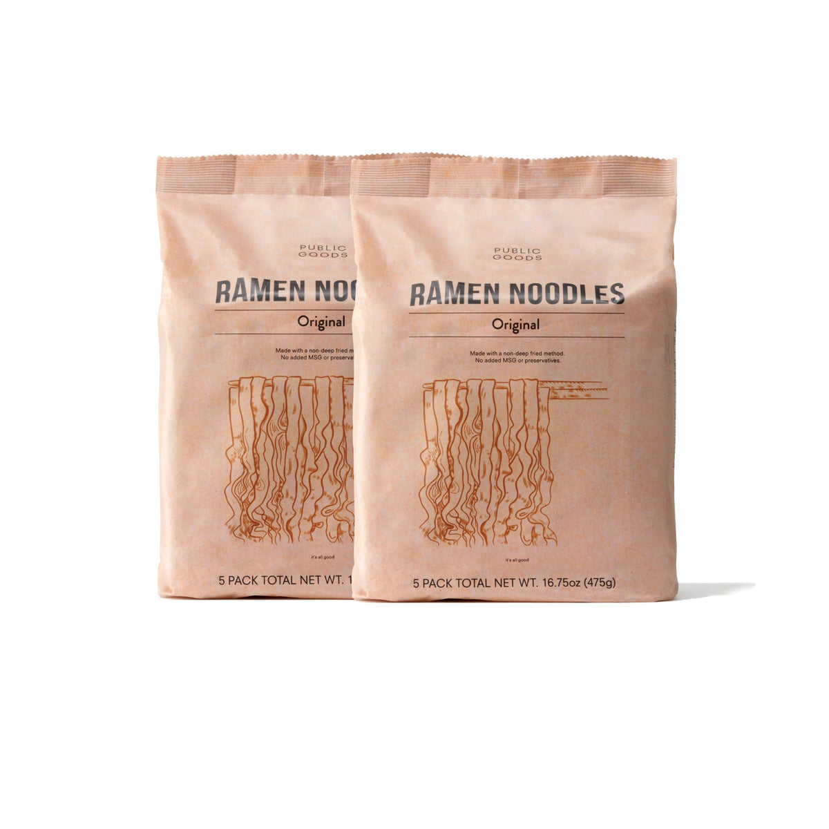 Public Goods Ramen Noodles – Brothless Vegan Instant Ramen (Original, 10 Pack)