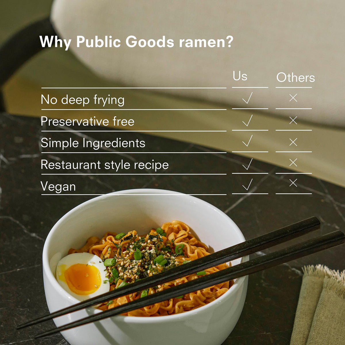 Public Goods Ramen Noodles – Brothless Vegan Instant Ramen (Original, 10 Pack)
