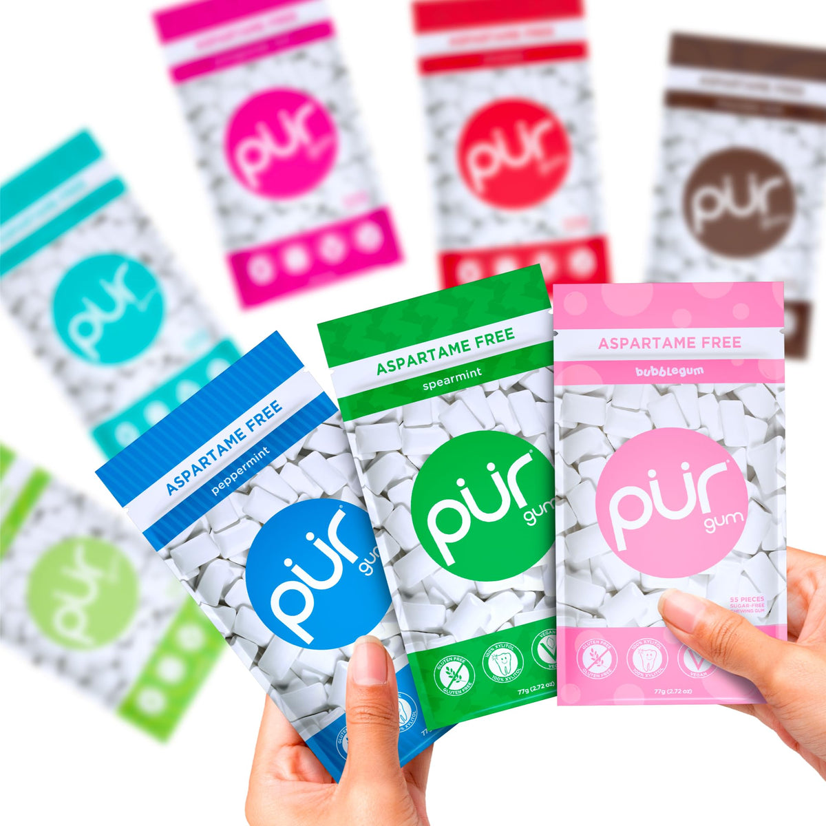PUR Gum | Aspartame-Free Chewing Gum with 100% Xylitol | Variety Pack (8 Flavors) | 55 Pieces per Bag