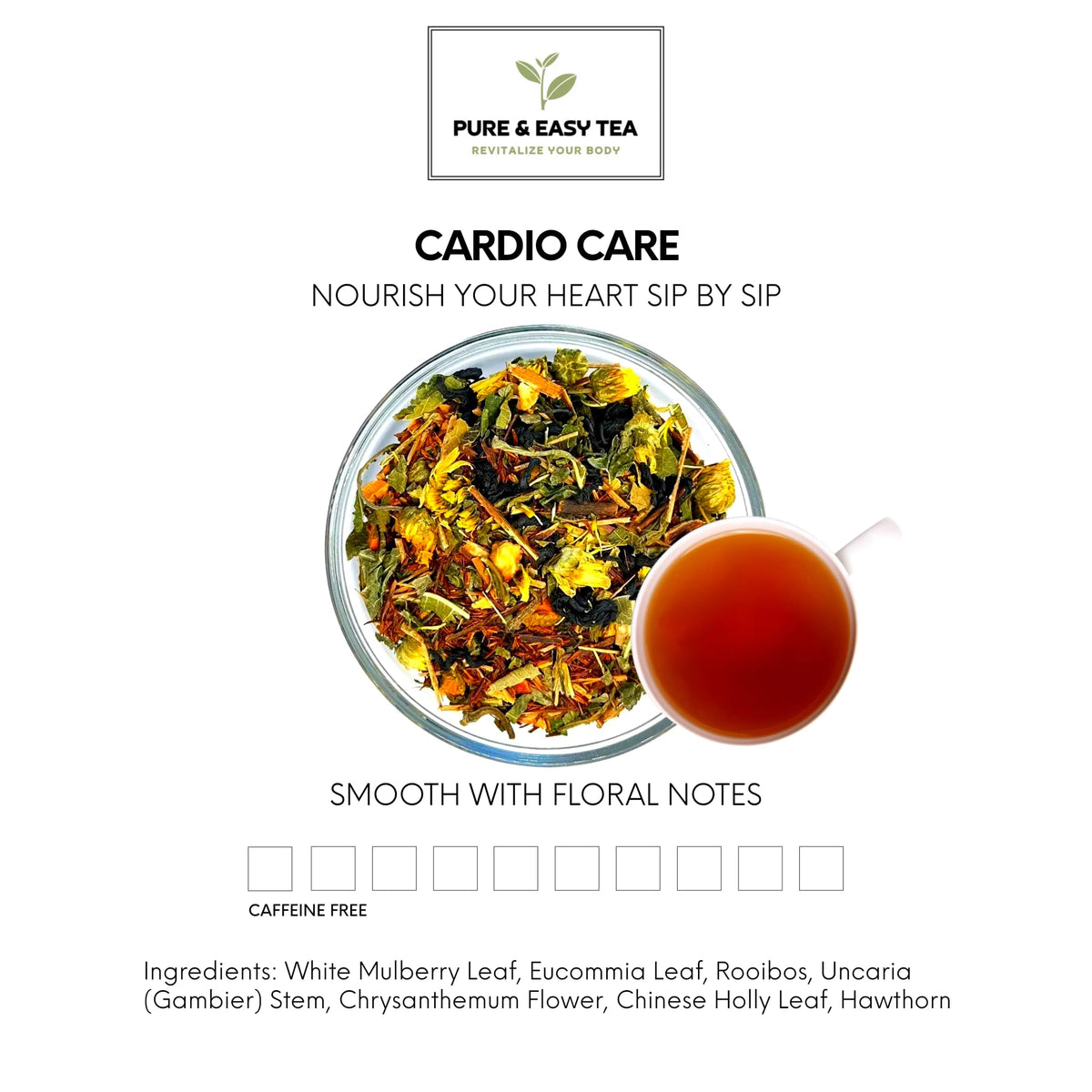 Pure And Easy Tea Cardio Care – Caffeine-Free Herbal Heart & Circulatory Support Tea (100g)