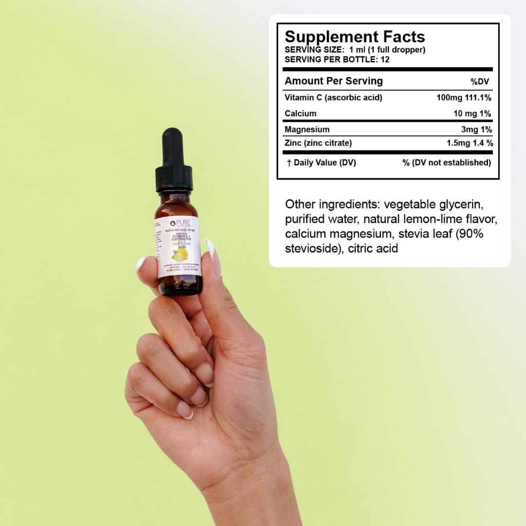 Pure Inventions Coconut Water, Lemon Lime & Watermelon Infusion Drops – Antioxidants, Vitamin C & Electrolytes | Sugar Free, Zero Calorie