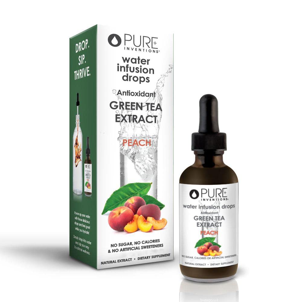 Pure Inventions Water Enhancer Drops – Green Tea Peach (30 Servings) | Antioxidants, Electrolytes, Sugar-Free