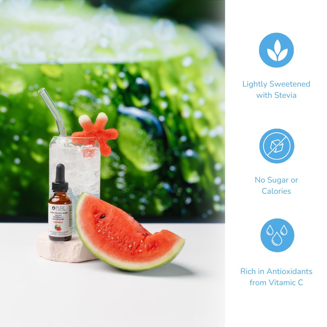 Pure Inventions Water Enhancer Drops – Watermelon Electrolyte Flavor, Sugar-Free, Vitamin C, 30 Servings