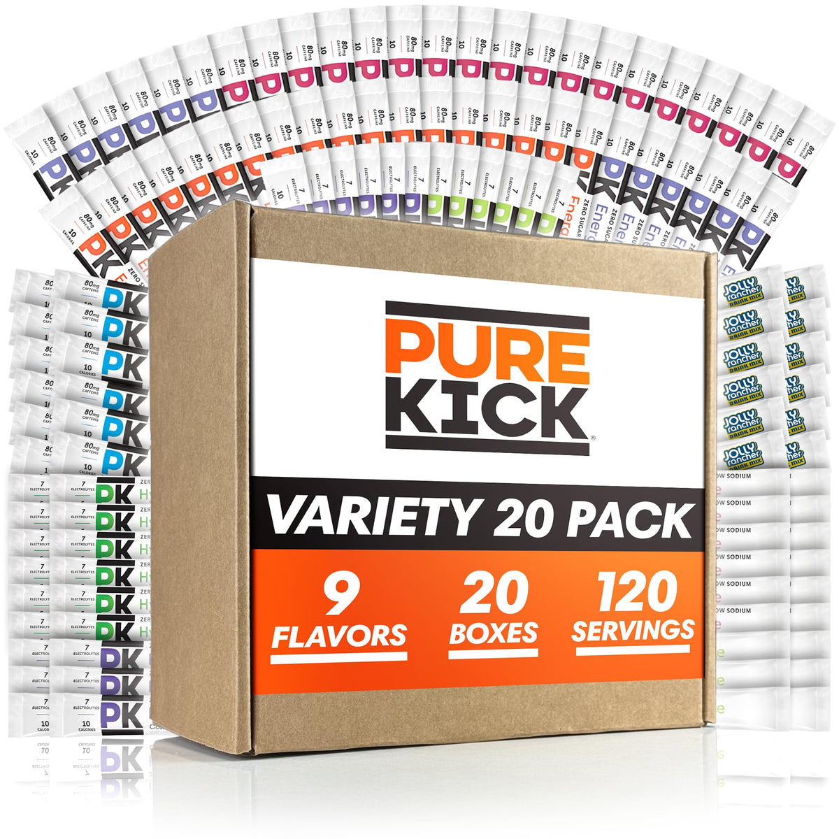 Pure Kick Ultimate Variety Pack - 9 Flavors Hydration & Energy Drink Packets (Sugar Free)