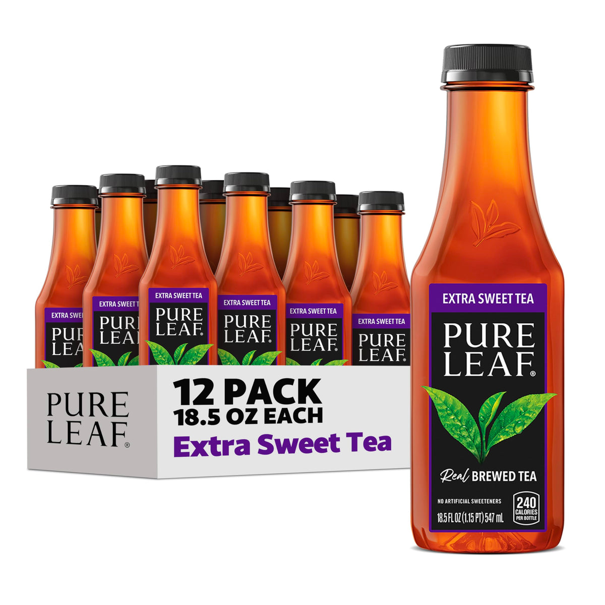 Pure Leaf Iced Tea, Extra Sweet – Real Brewed, 18.5 oz Bottles (Pack of 12)