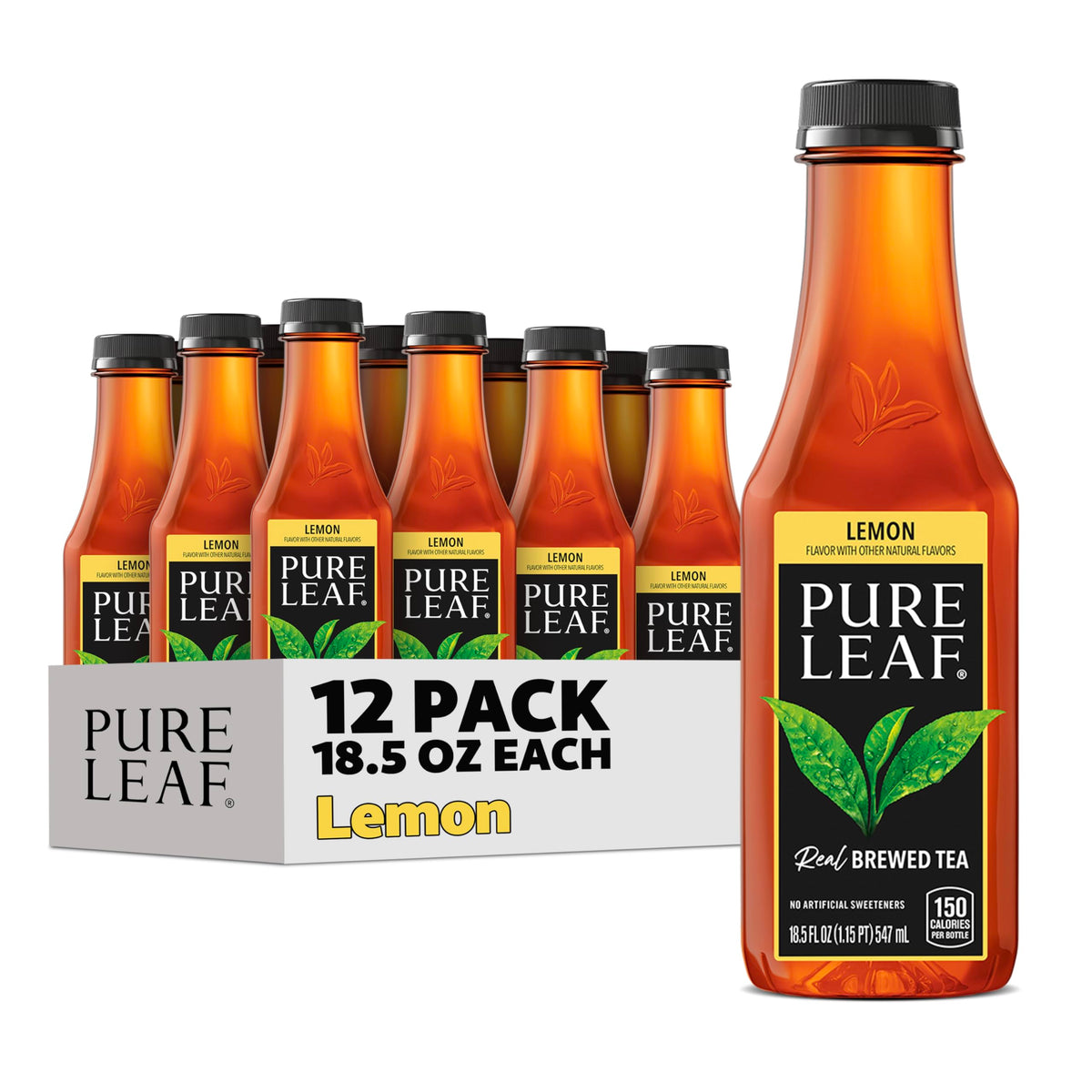 Pure Leaf Iced Tea: Sweetened Lemon, Real Brewed Tea, 18.5 oz Bottles (12-Pack)