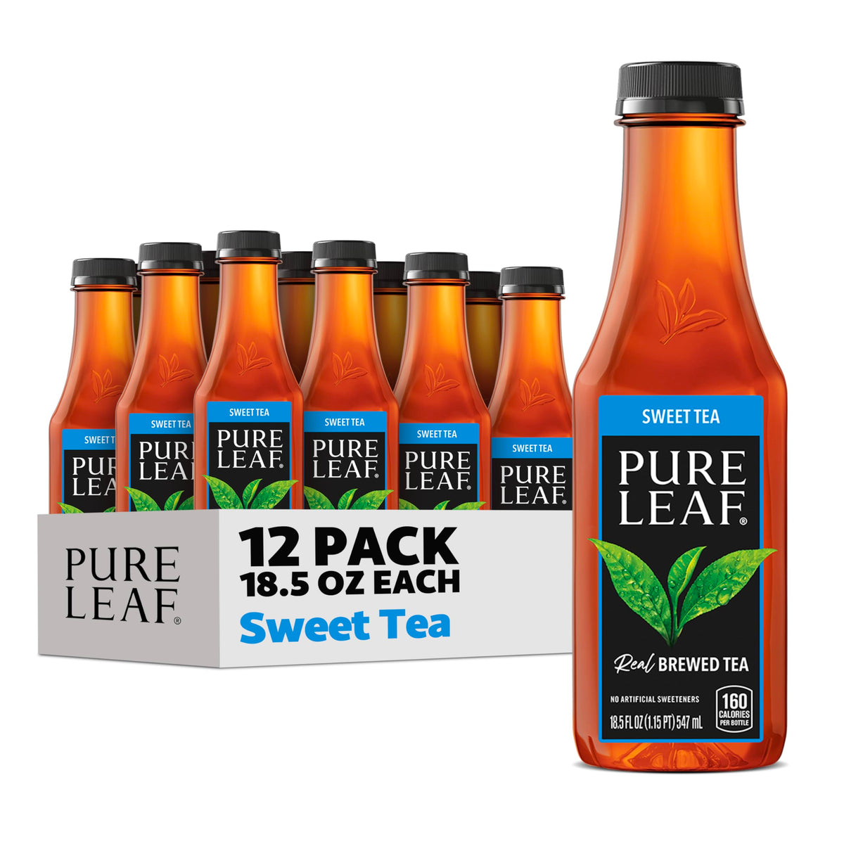 Pure Leaf Iced Tea – Real Brewed Sweet Tea, 18.5 fl oz Bottles, Pack of 12