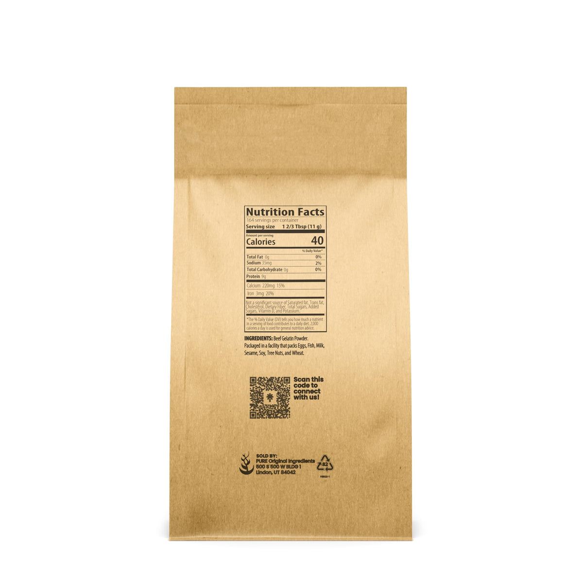 Pure Original Ingredients Beef Gelatin (4 lb) – Unflavored Thickener for Soups & Sauces