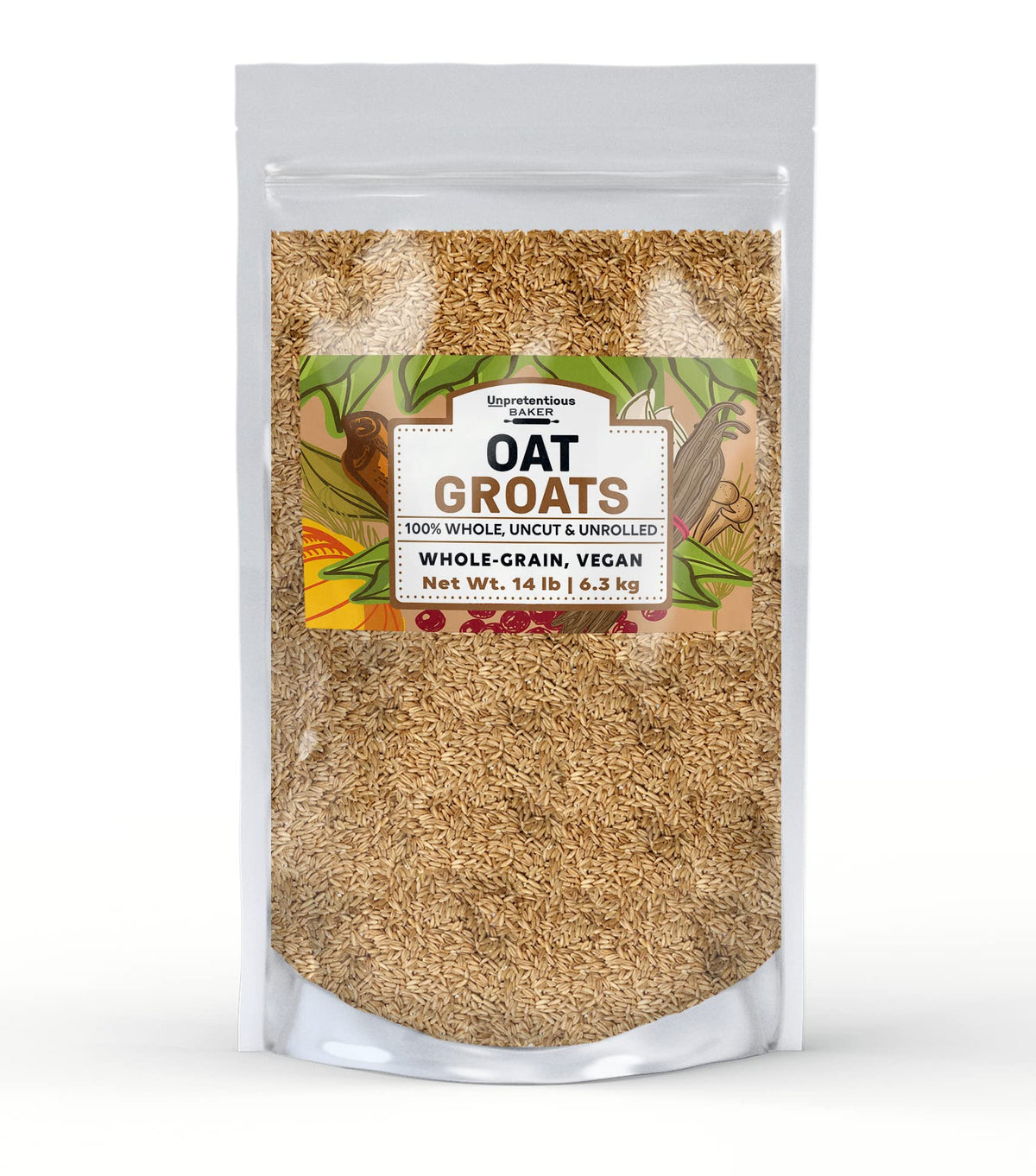 Pure Original Ingredients Oat Groats Bulk — 14lb Natural Whole Grain, High Fiber