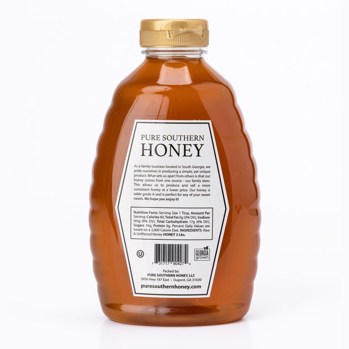 Pure Southern Honey – 2 lb Raw, Unfiltered, USA-Made Honey | Squeeze Bottle