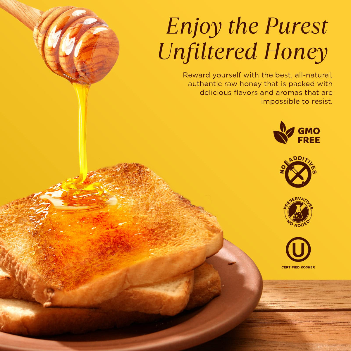 Pure Southern Honey – 2 lb Raw, Unfiltered, USA-Made Honey | Squeeze Bottle