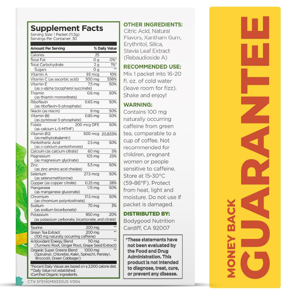 Pureboost Green Mojo Sugar-Free Energy Booster | 30 Count with 7 Organic Green Superfoods