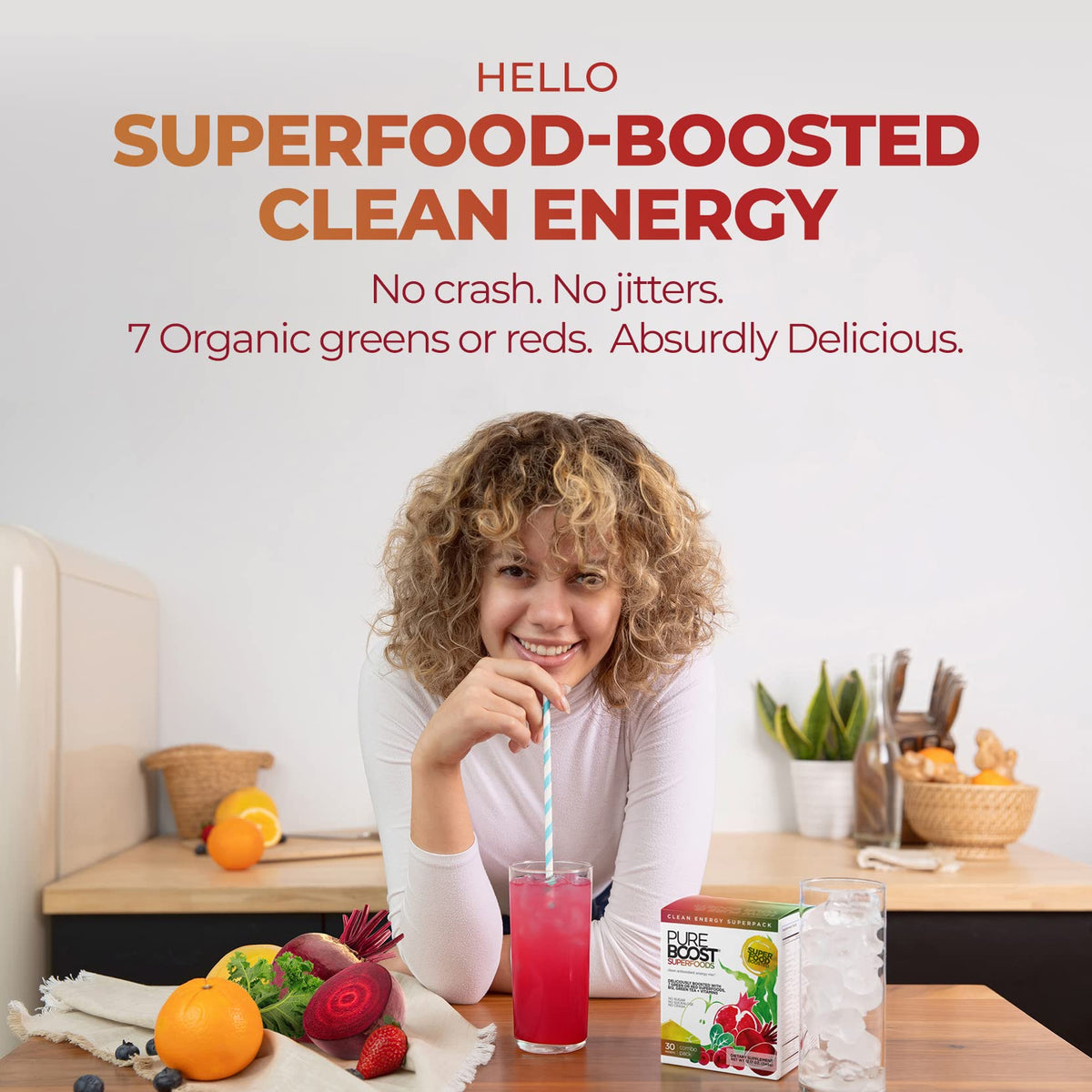 Pureboost Green Mojo Sugar-Free Energy Booster | 30 Count with 7 Organic Green Superfoods