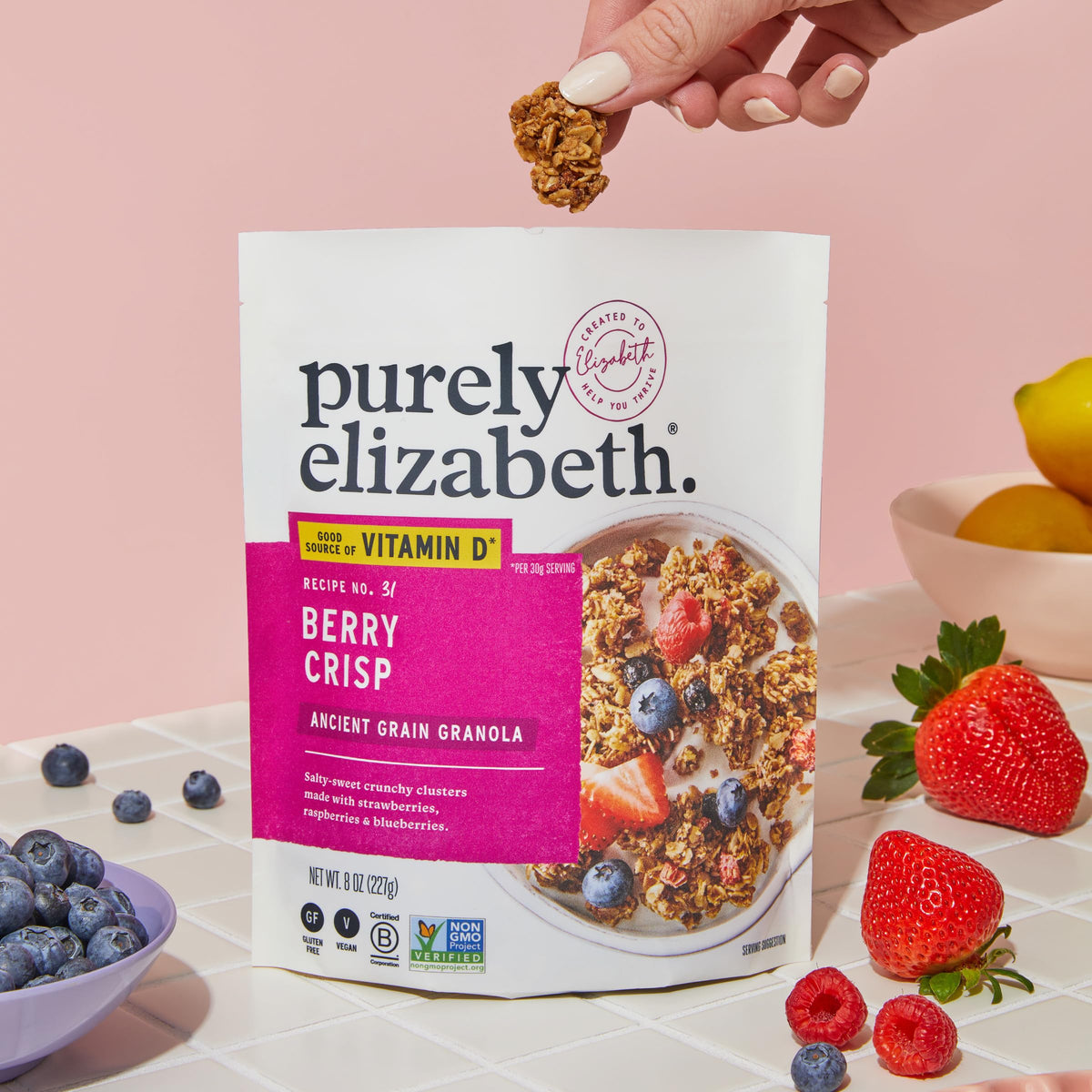Purely Elizabeth Berry Crisp Granola with Vitamin D – Gluten-Free & Non-GMO