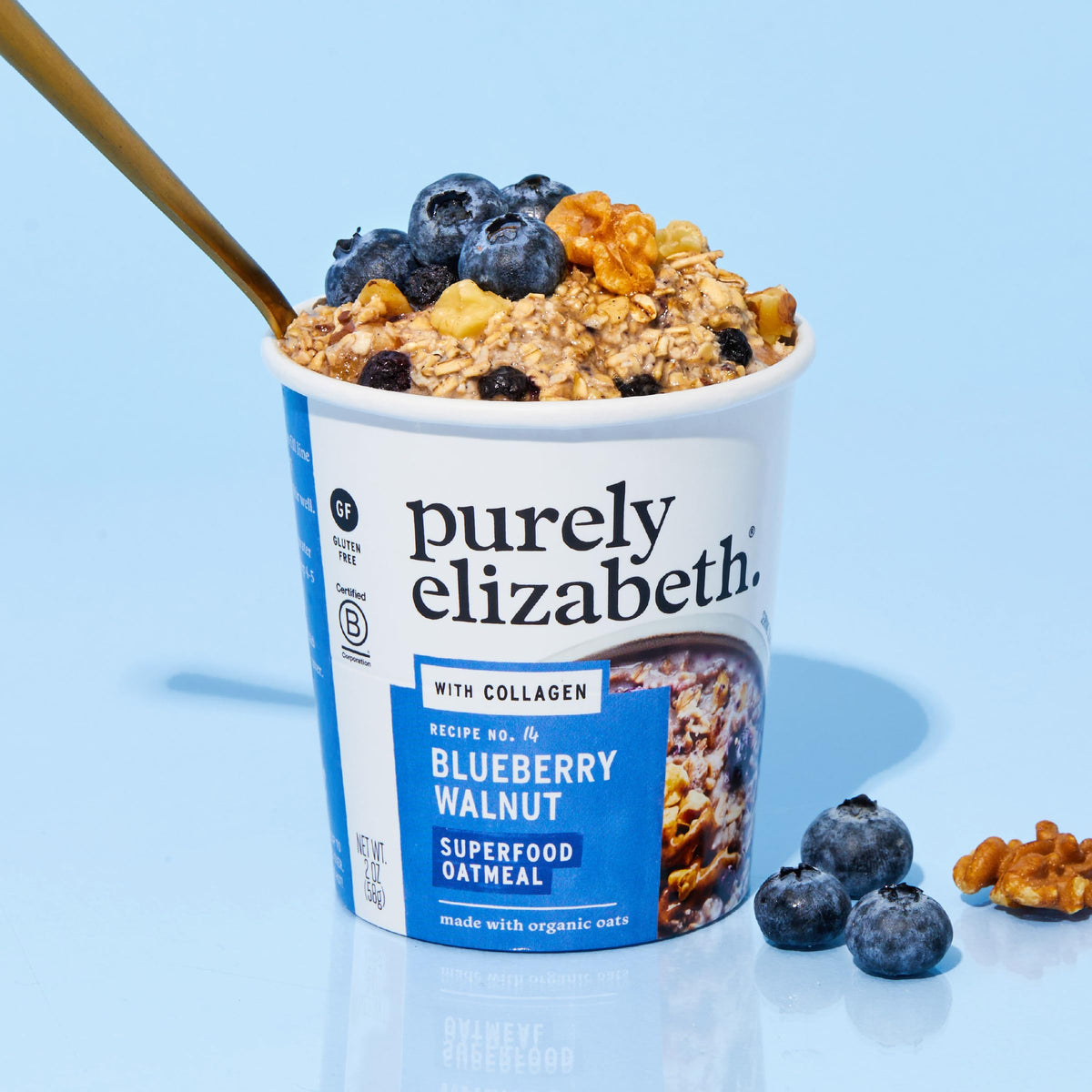 Purely Elizabeth Gluten-Free Collagen Oats Cup – Blueberry Walnut, 12 Ct.