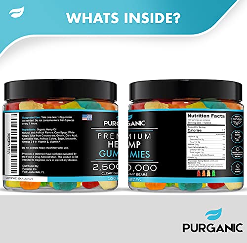 Purganic Hemp Gummies – Made in USA, 100 Count, All-Natural Fruit Flavors