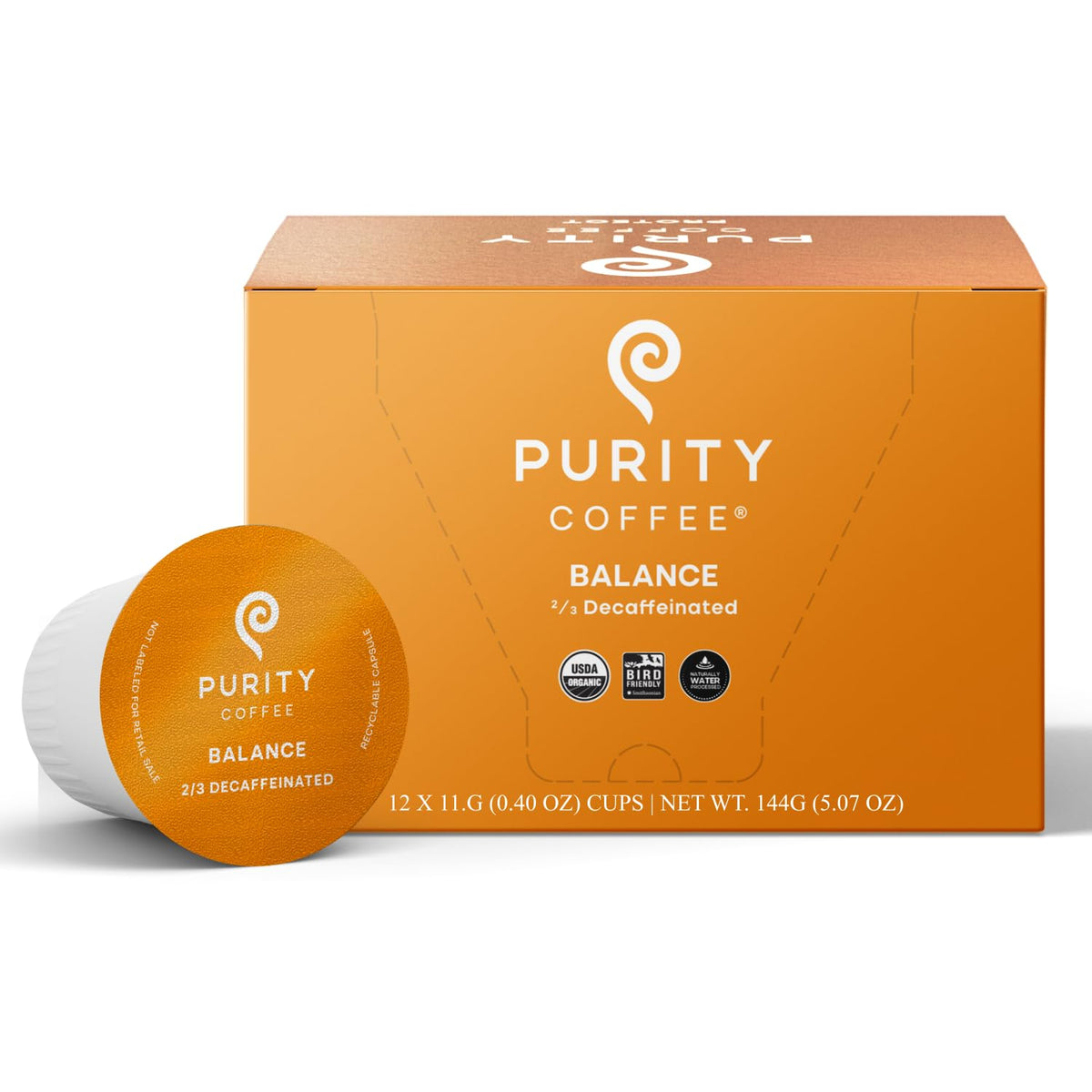 Purity Coffee BALANCE 2/3 Decaf K-Pod Capsules – 12ct Box | Organic & Regenerative