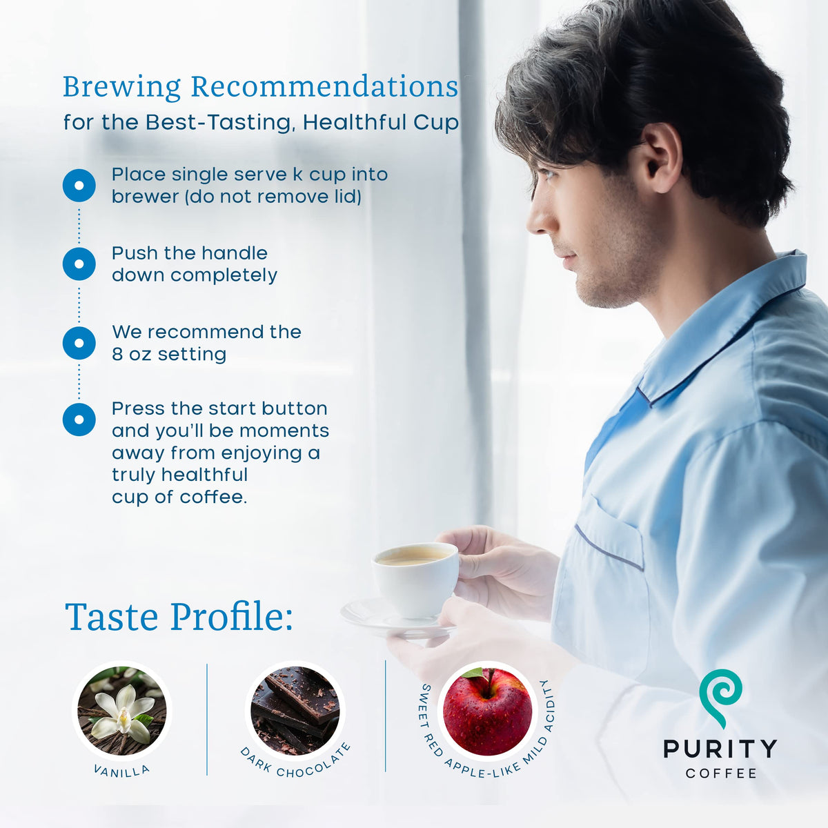 Purity Coffee CALM Decaf K-Pod Capsules (12ct) – Mountain Water Process, USDA Organic, Lab Tested