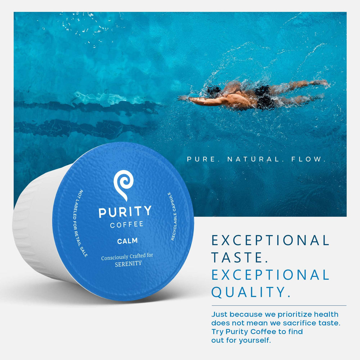 Purity Coffee CALM Decaf K-Pod Capsules (12ct) – Mountain Water Process, USDA Organic, Lab Tested