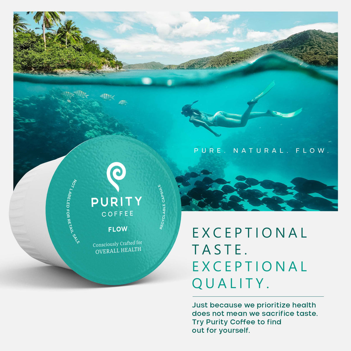 Purity Coffee FLOW Original Medium Roast K-Cup Capsules (12ct) | USDA Organic Arabica | Third-Party Tested
