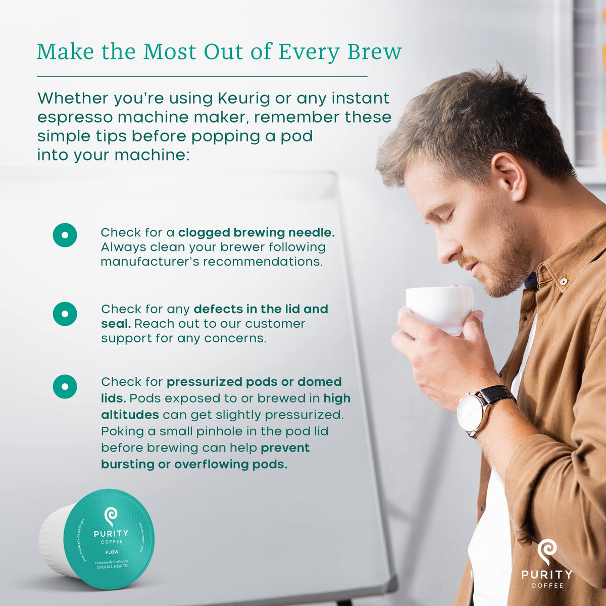 Purity Coffee FLOW Original Medium Roast K-Cup Capsules (12ct) | USDA Organic Arabica | Third-Party Tested