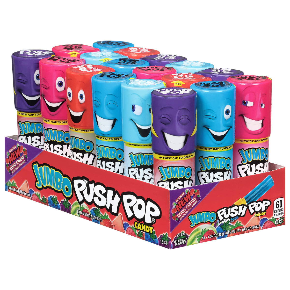 Push Pop Jumbo Lollipops Bulk Pack – 18 Assorted Flavors for Parties