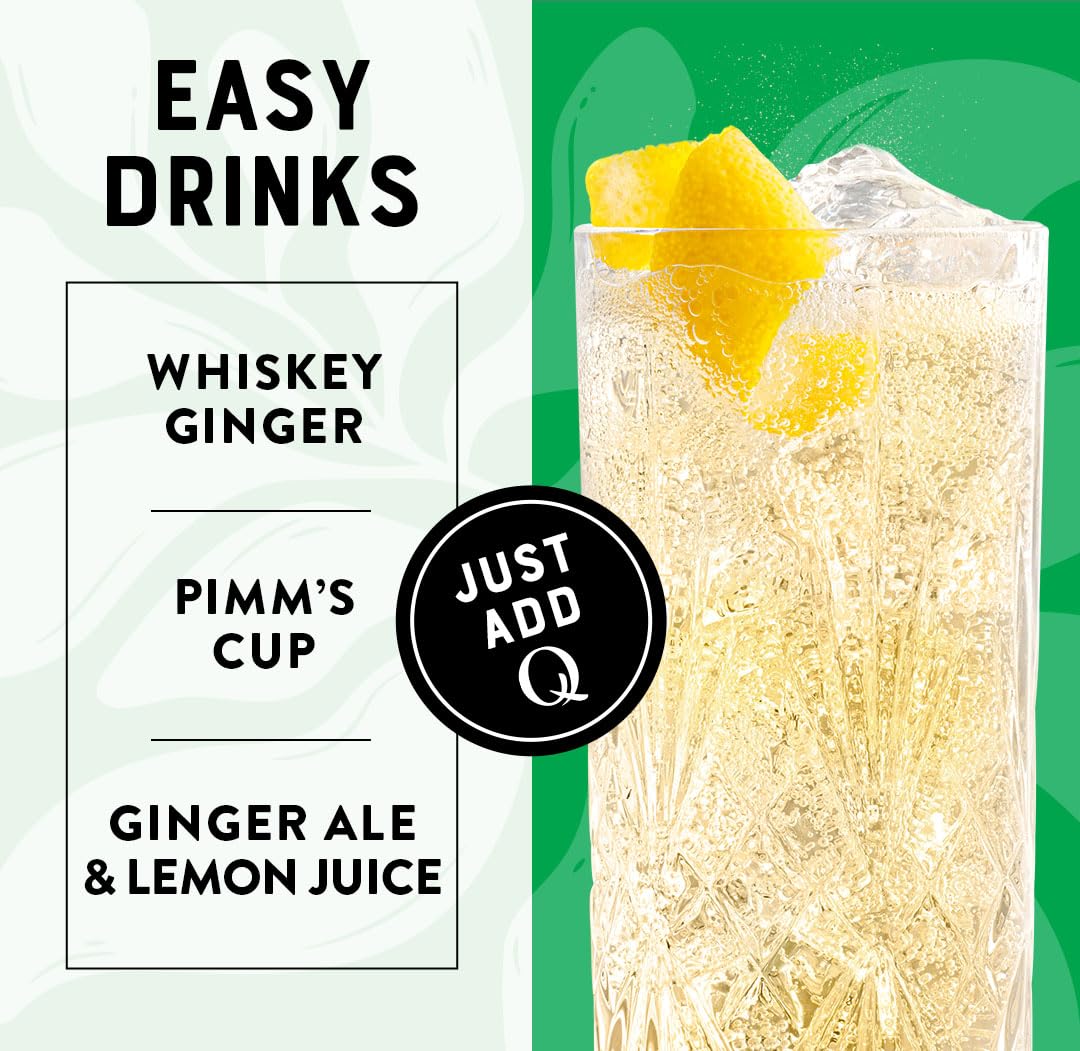 Q GINGER ALE with Real Ginger & Organic Agave – Ideal for Cocktails & Mocktails – 60 Calories per Can, 7.5 fl oz, Pack of 24