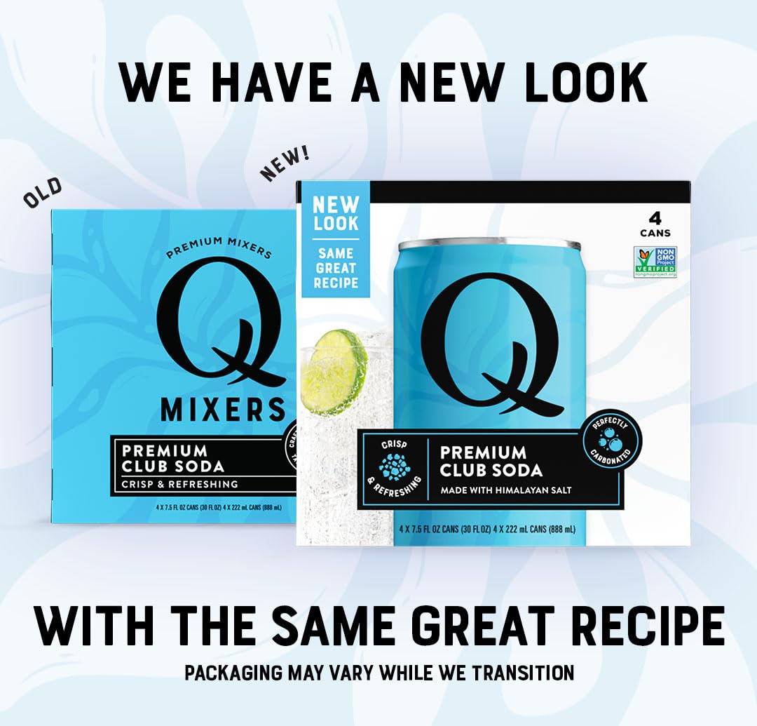 Q CLUB SODA by Q MIXERS – Himalayan Salt, No Sugar, Gluten-Free 7.5oz Cans (Pack of 24)