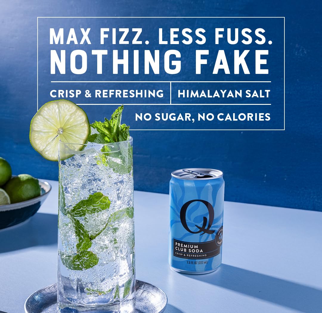 Q CLUB SODA by Q MIXERS – Himalayan Salt, No Sugar, Gluten-Free 7.5oz Cans (Pack of 24)