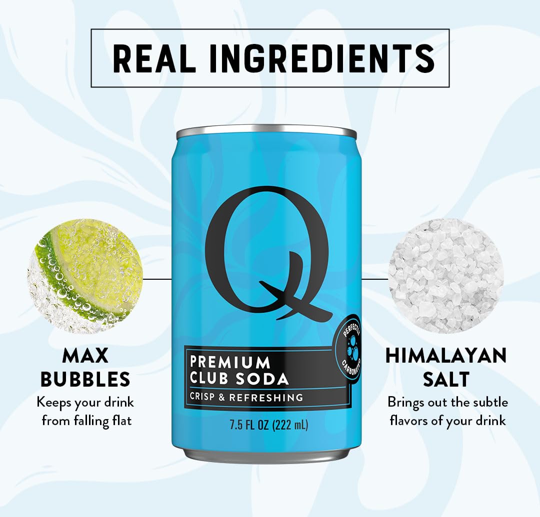 Q CLUB SODA by Q MIXERS – Himalayan Salt, No Sugar, Gluten-Free 7.5oz Cans (Pack of 24)