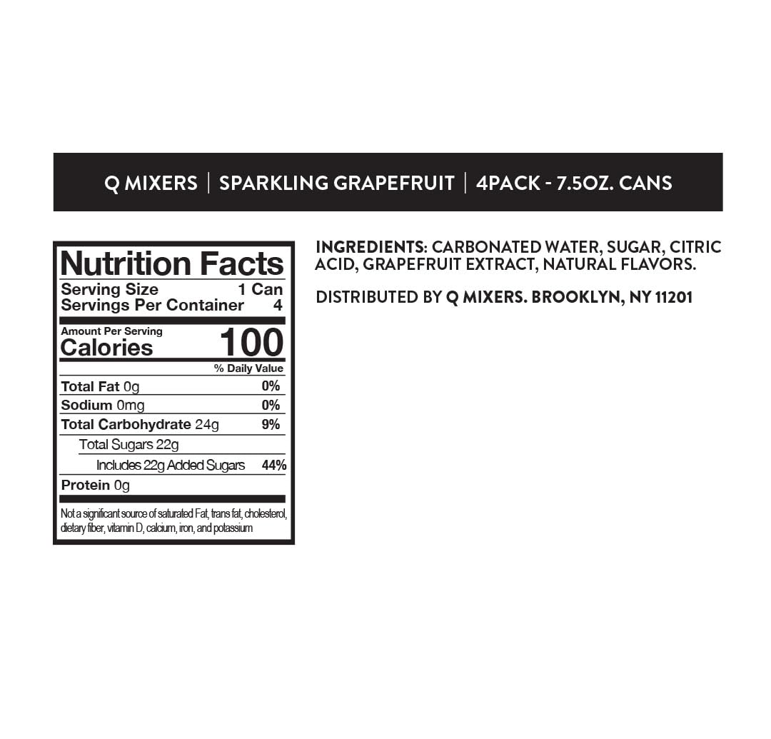 Q MIXERS Q SPARKLING GRAPEFRUIT – Real Grapefruit, Less Sweet, Bold Fizz for Cocktails & Mocktails | 7.5 oz Cans, Pack of 24