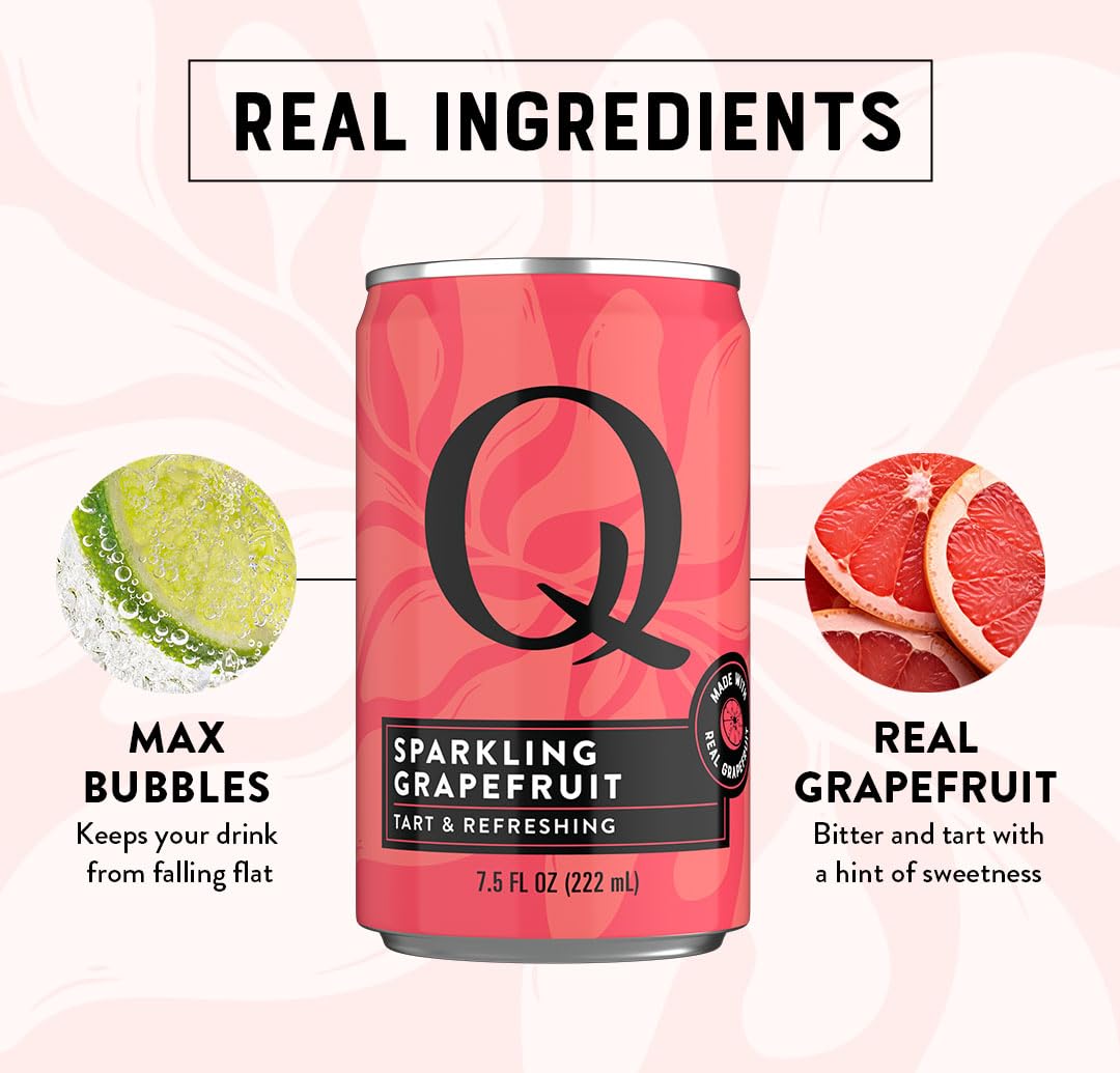 Q MIXERS Q SPARKLING GRAPEFRUIT – Real Grapefruit, Less Sweet, Bold Fizz for Cocktails & Mocktails | 7.5 oz Cans, Pack of 24