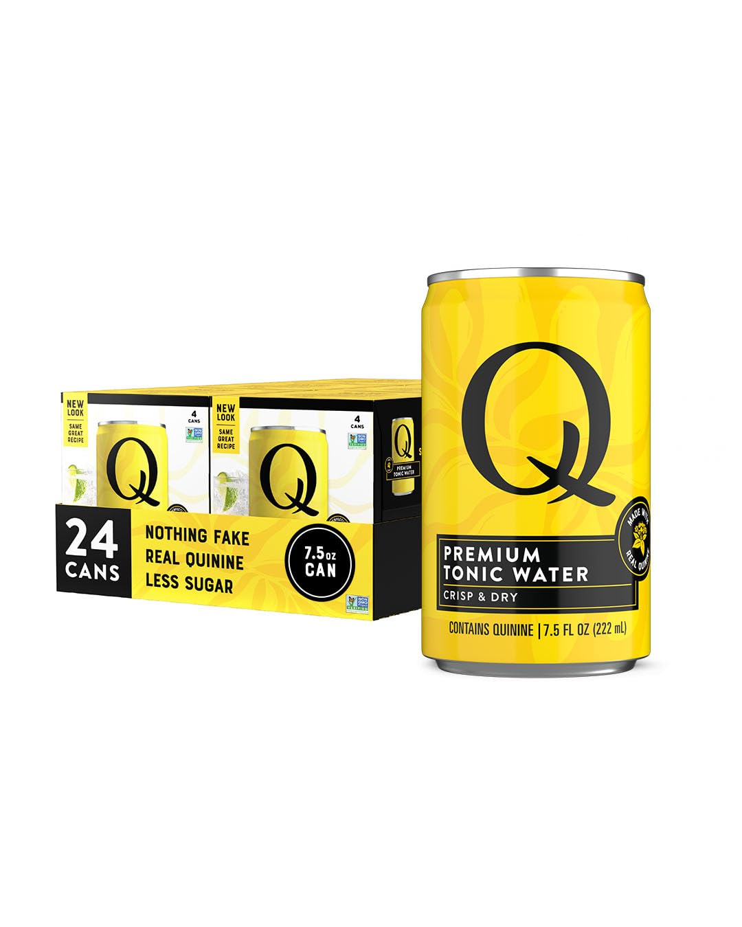 Q TONIC WATER with Real Quinine & Organic Agave – Crisp, Less Sweet & Highly Carbonated (7.5 oz Cans, Pack of 24)