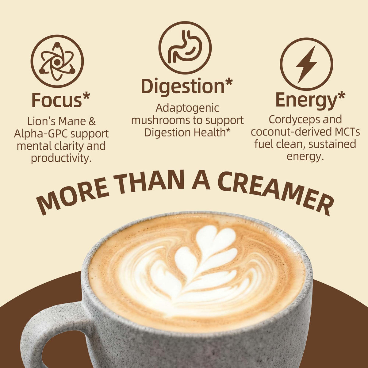 QIN SHAN TANG Mushroom Coffee Creamer – 50 Servings, 20-in-1 Superfood with 14 Mushrooms + Ashwagandha & Alpha-GPC