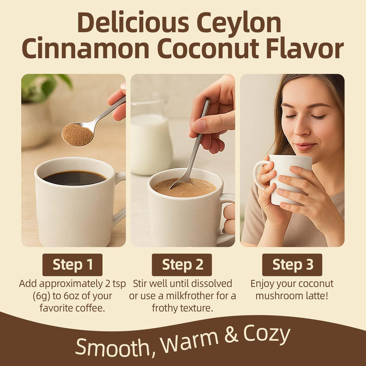 QIN SHAN TANG Mushroom Coffee Creamer – 50 Servings, 20-in-1 Superfood with 14 Mushrooms + Ashwagandha & Alpha-GPC