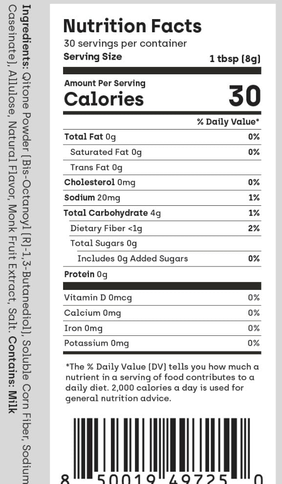 Qitone Keto Coffee Creamer Ketone Powder | Clean Energy & Focus | 0 Sugar