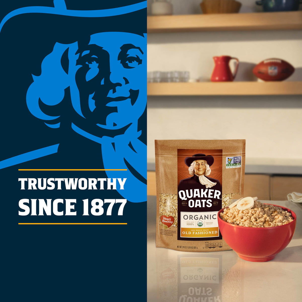 Quaker Organic Old Fashioned Oats – 4x24oz Resealable Bags | USDA Organic, Non-GMO