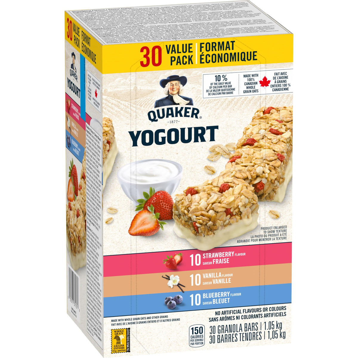 Quaker Yogurt Granola Bars – Strawberry, Vanilla & Blueberry Variety Pack (30 ct)